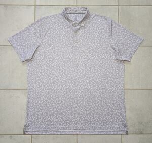 Jonnie-O Men’s XXL Golf Polo Shirt Floral All Over Print Gray Stretch